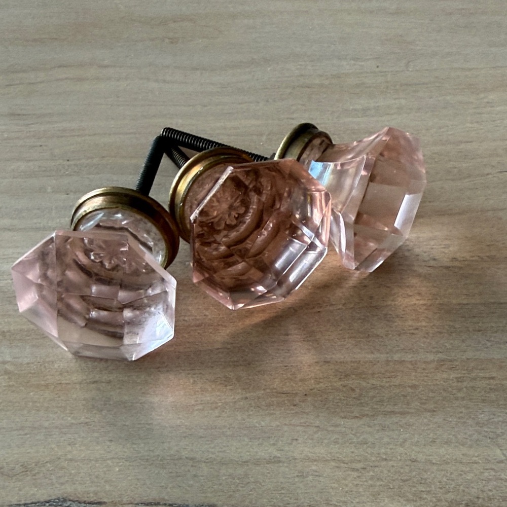 Anthropologie Pink Faceted Glass Knobs